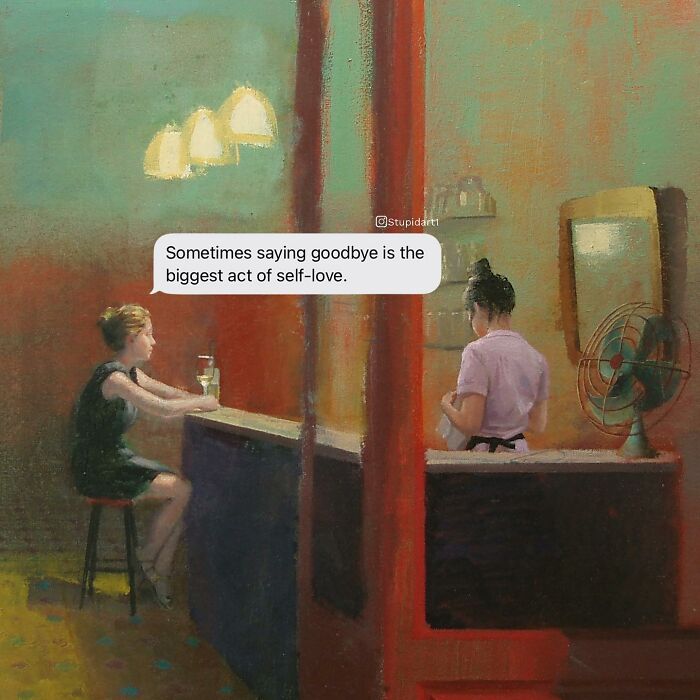 An Artists Added Funny And Heartfelt Captions Added To Paintings To 